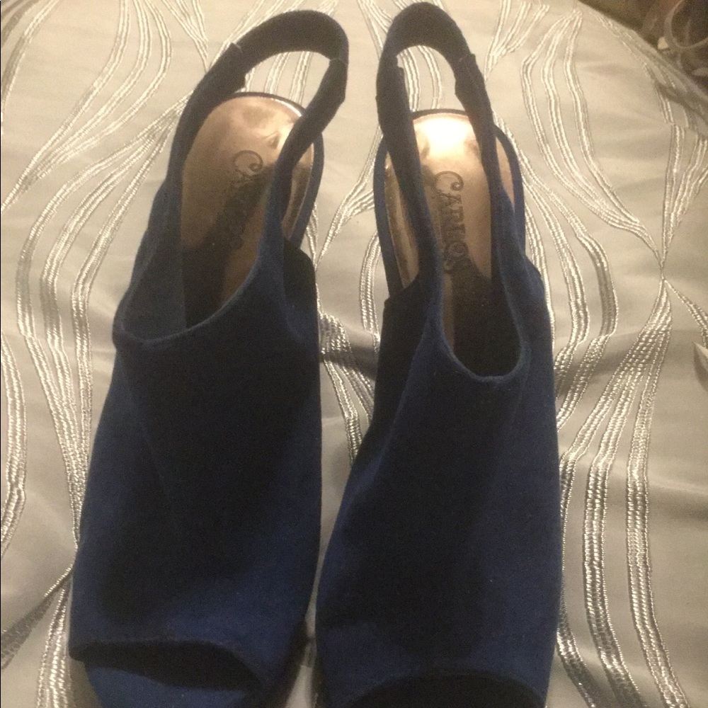 Carlos Santana Blue Suede WedgeHeels Sz 9